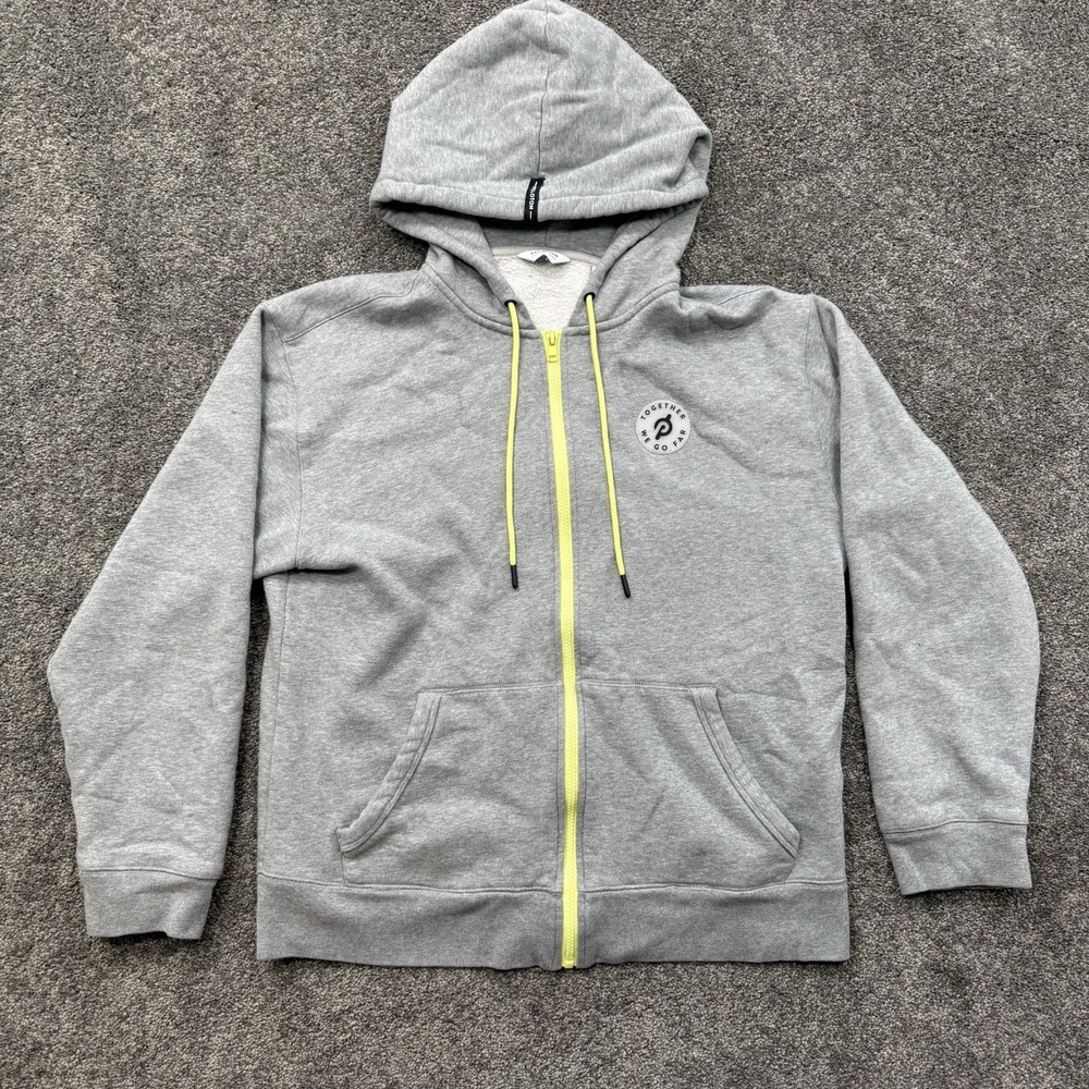 Peloton Hoodie Mens Large Gray Heavyweight Full Zip Sweatshirt We Go Far